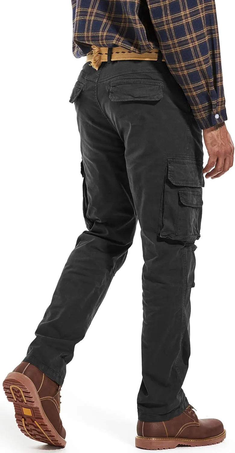 Men's Twill Slim-Fit Cargo Hiking Pants Stretch Cotton Casual Outdoor Tactical Utility Work Military Combat Pants