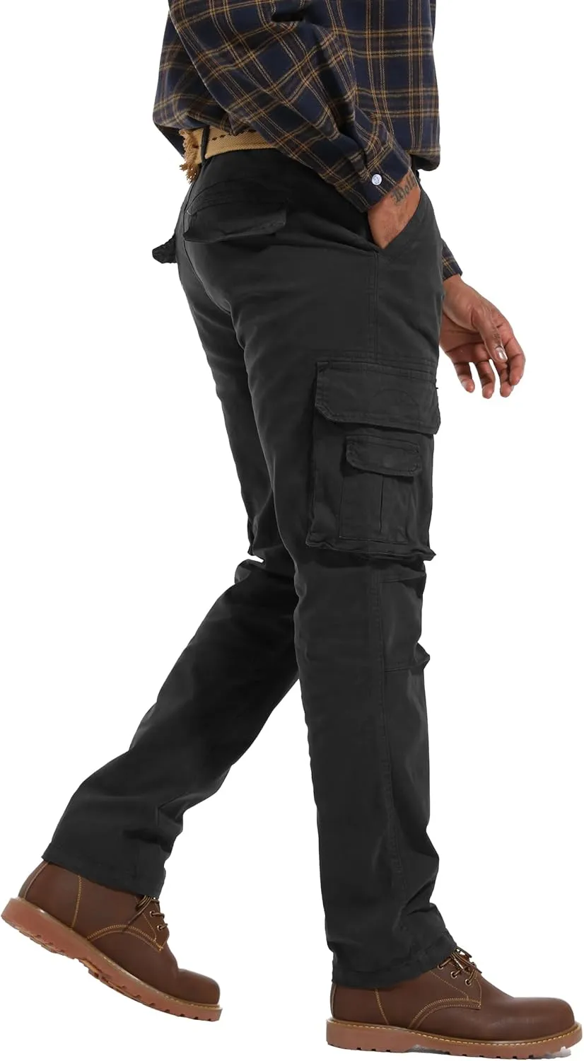 Men's Twill Slim-Fit Cargo Hiking Pants Stretch Cotton Casual Outdoor Tactical Utility Work Military Combat Pants