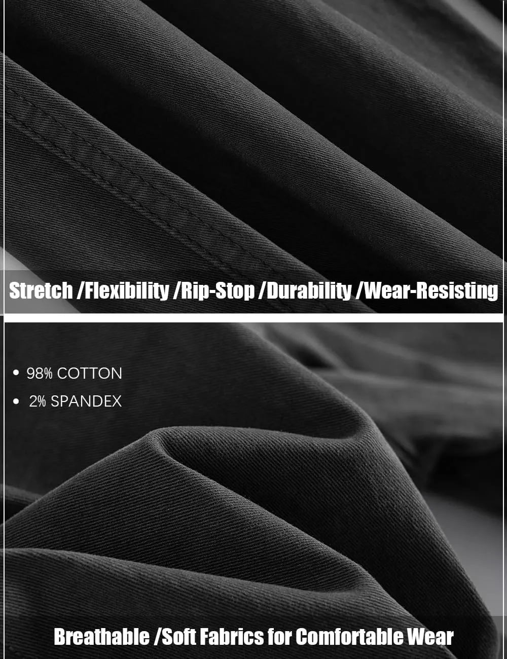 Men's Twill Slim-Fit Cargo Hiking Pants Stretch Cotton Casual Outdoor Tactical Utility Work Military Combat Pants