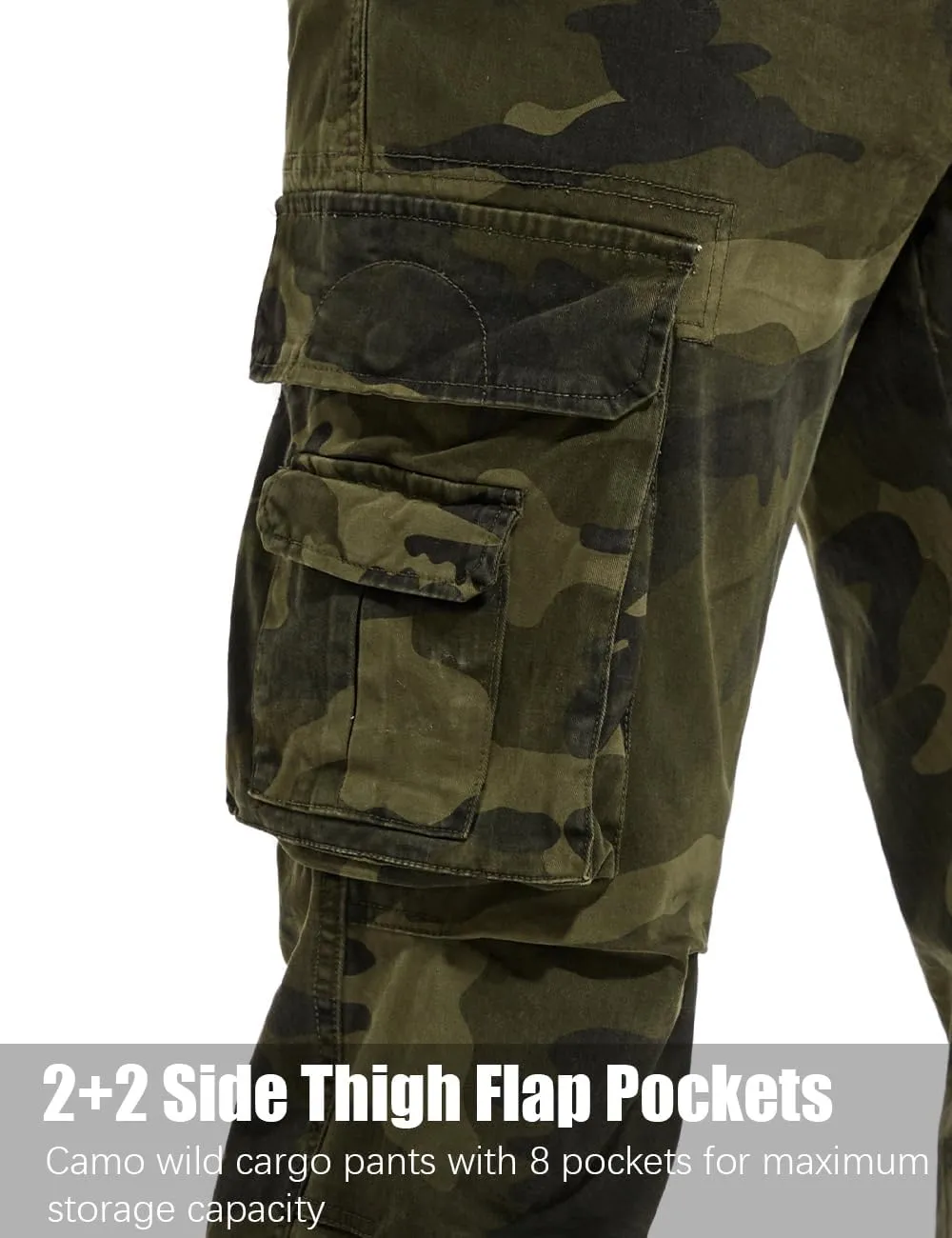 Men's Twill Slim-Fit Cargo Hiking Pants Stretch Cotton Casual Outdoor Tactical Utility Work Military Combat Pants
