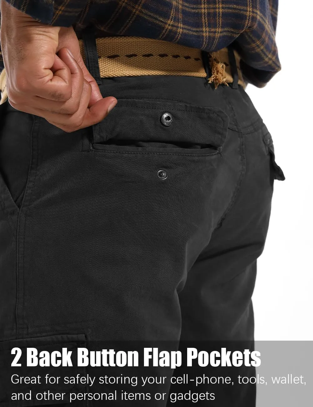Men's Twill Slim-Fit Cargo Hiking Pants Stretch Cotton Casual Outdoor Tactical Utility Work Military Combat Pants