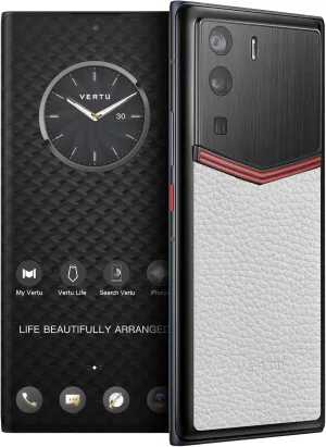 METAVERTU Web 3.0 Calfskin 5G Phone, Unlocked Android Smartphone, Secure Encrypted, Double Systems, 64MP Camera, 144Hz AMOLED Curved Display, Dual SIM, Fast Charge (Enameled, White, 18G 1T)
