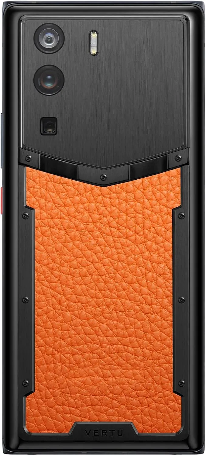 METAVERTU Web 3.0 Calfskin 5G Phone, Unlocked Android Smartphone, Secure Encrypted, Double Systems, 64MP Camera, 144Hz AMOLED Curved Display, Dual SIM, Fast Chargem, Basic (Orange, 12G 512G)