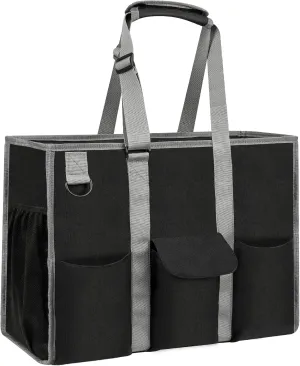 MHOMER Large Utility Tote Bag for Women, Zip-Top Teachers Tote Bag with 12 Pockets, Waterproof Nurse Bag for Working Women