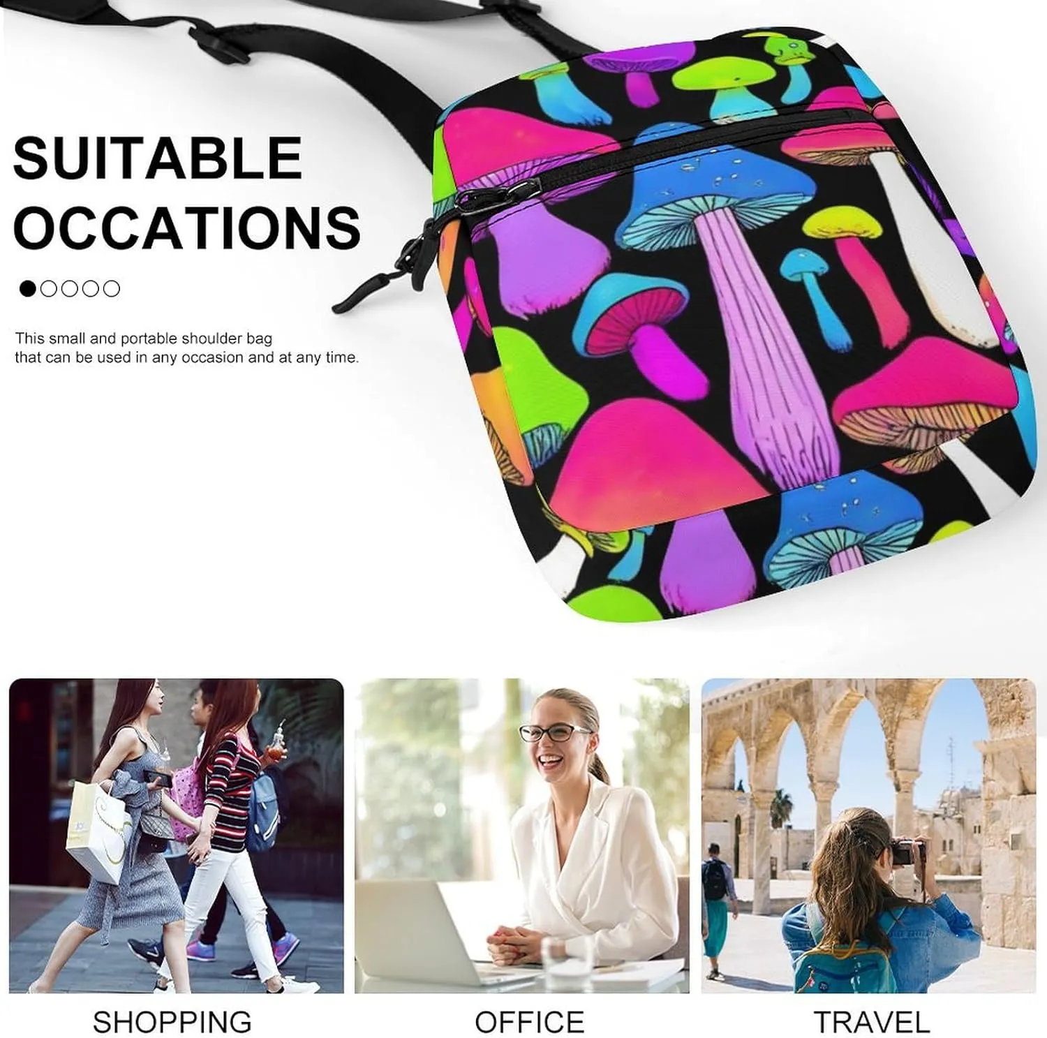 Mini Crossbody Bag for Women, Waterproof Zipper Shoulder Bag Casual Cell Phone Purse Travel Pouch