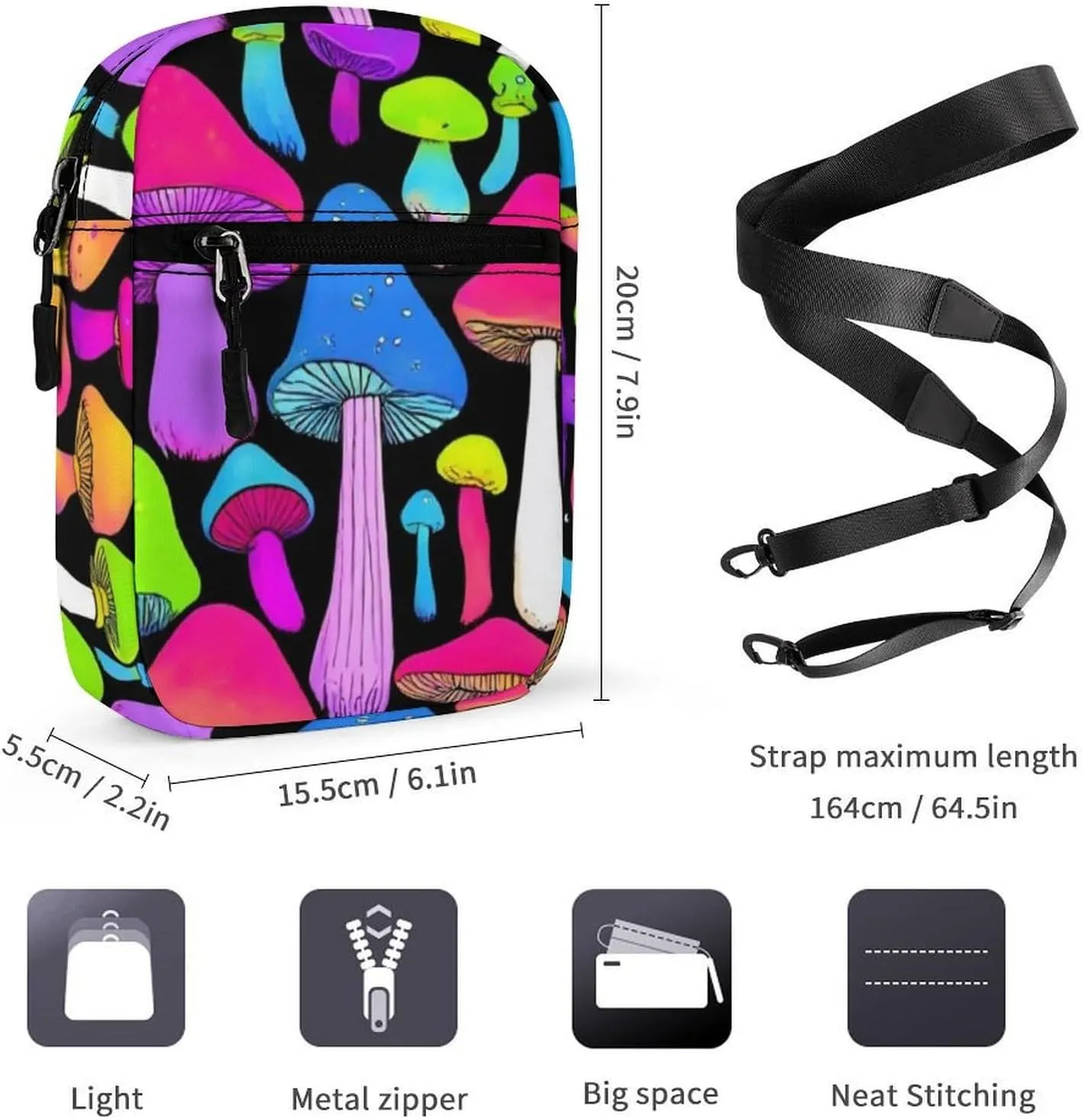 Mini Crossbody Bag for Women, Waterproof Zipper Shoulder Bag Casual Cell Phone Purse Travel Pouch
