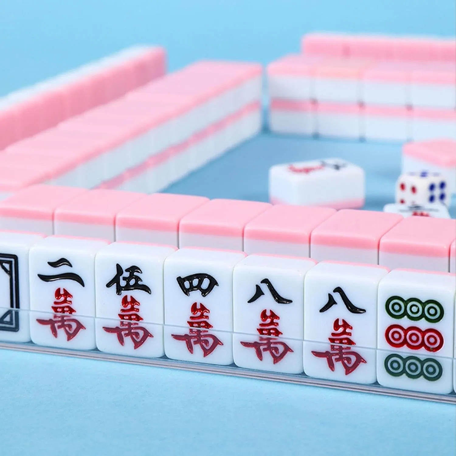 Minis Chinese Mahjong Tile Set with Handbag, Tablecloth & Ruler, Portable Small Travel Mahjong Set Traditional Chinese Mahjong for Travel, Camping