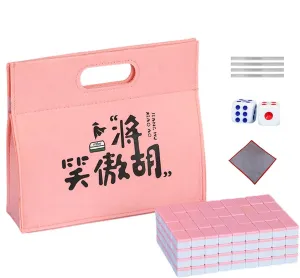 Minis Chinese Mahjong Tile Set with Handbag, Tablecloth & Ruler, Portable Small Travel Mahjong Set Traditional Chinese Mahjong for Travel, Camping