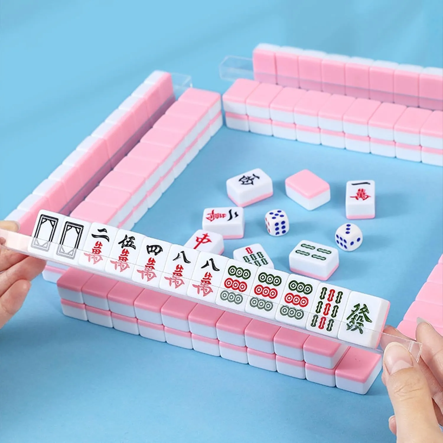 Minis Chinese Mahjong Tile Set with Handbag, Tablecloth & Ruler, Portable Small Travel Mahjong Set Traditional Chinese Mahjong for Travel, Camping