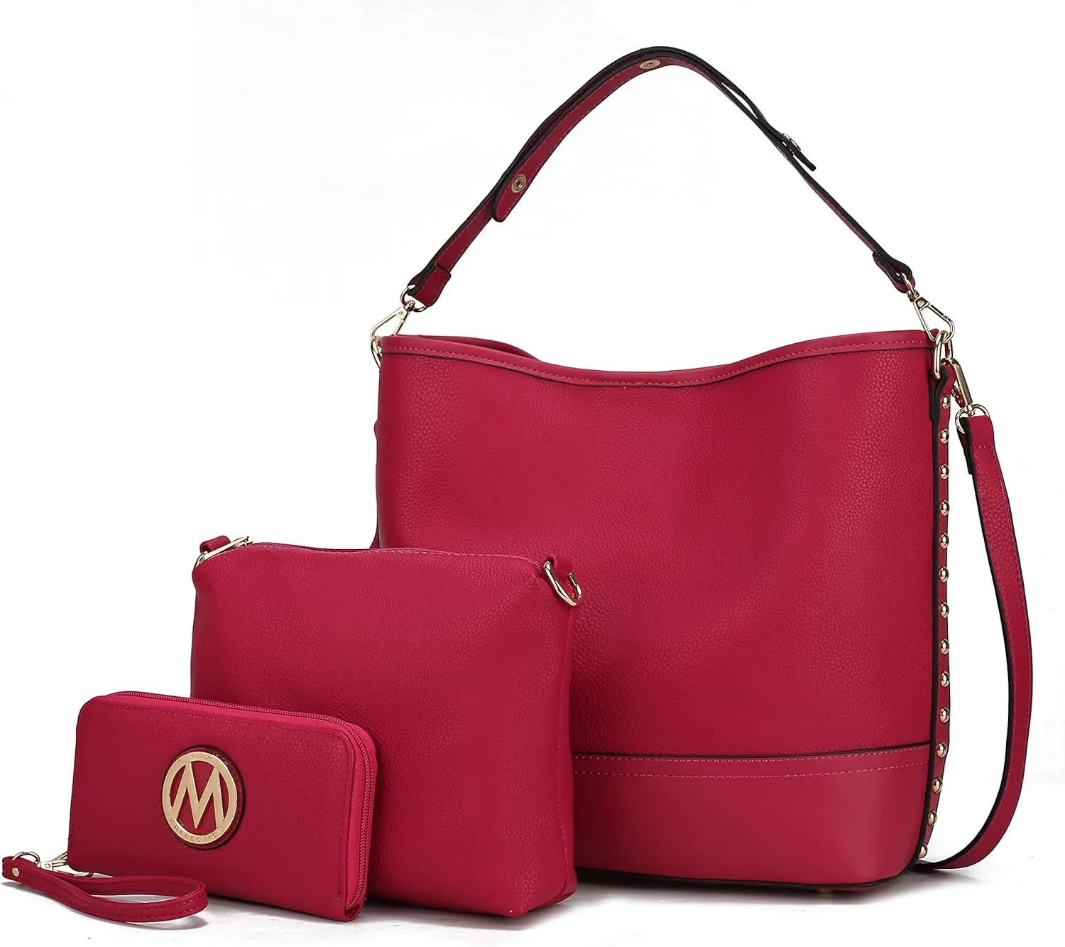 MKF Collection 3Pcs Hobo bag, Crossbody Bag & Wristlet Wallet, Vegan Leather Handbag Purse Set by Mia K