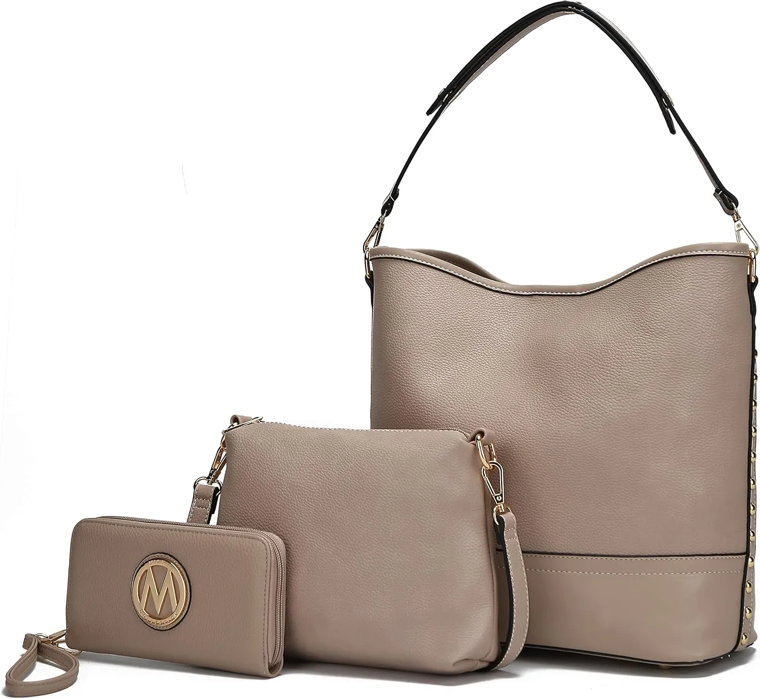 MKF Collection 3Pcs Hobo bag, Crossbody Bag & Wristlet Wallet, Vegan Leather Handbag Purse Set by Mia K