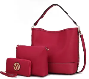 MKF Collection 3Pcs Hobo bag, Crossbody Bag & Wristlet Wallet, Vegan Leather Handbag Purse Set by Mia K