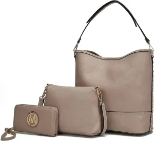 MKF Collection 3Pcs Hobo bag, Crossbody Bag & Wristlet Wallet, Vegan Leather Handbag Purse Set by Mia K