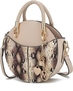 MKF Collection Stylish Round Crossbody Bag for Women – PU Leather Wristlet Handbag, Fashion Circle Messenger Purse by Mia K