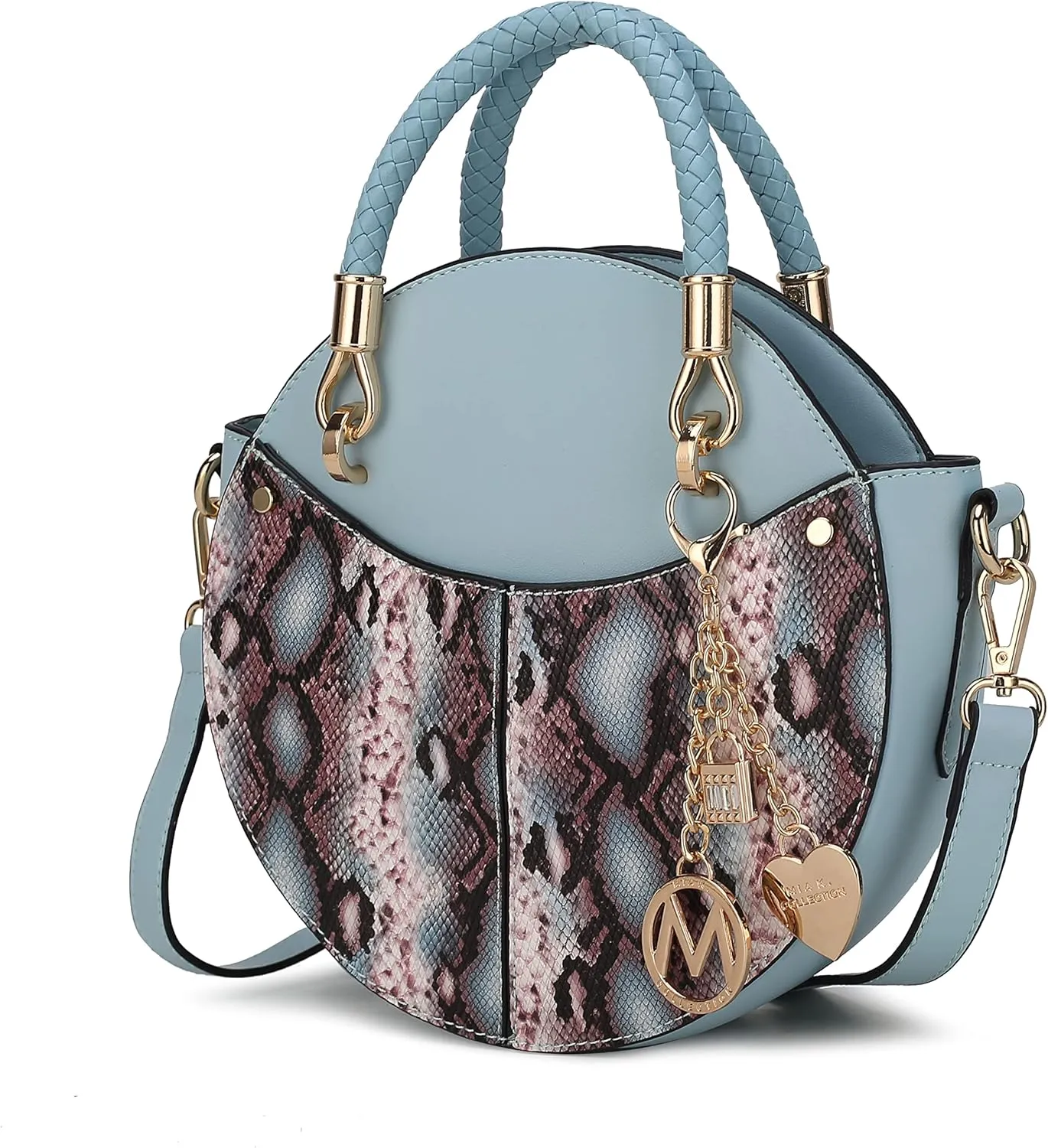 MKF Collection Stylish Round Crossbody Bag for Women – PU Leather Wristlet Handbag, Fashion Circle Messenger Purse by Mia K
