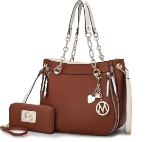 MKF Collection Tote Handbag with Wristlet Wallet, Vegan Leather Crossover Women’s Shoulder bag Purse