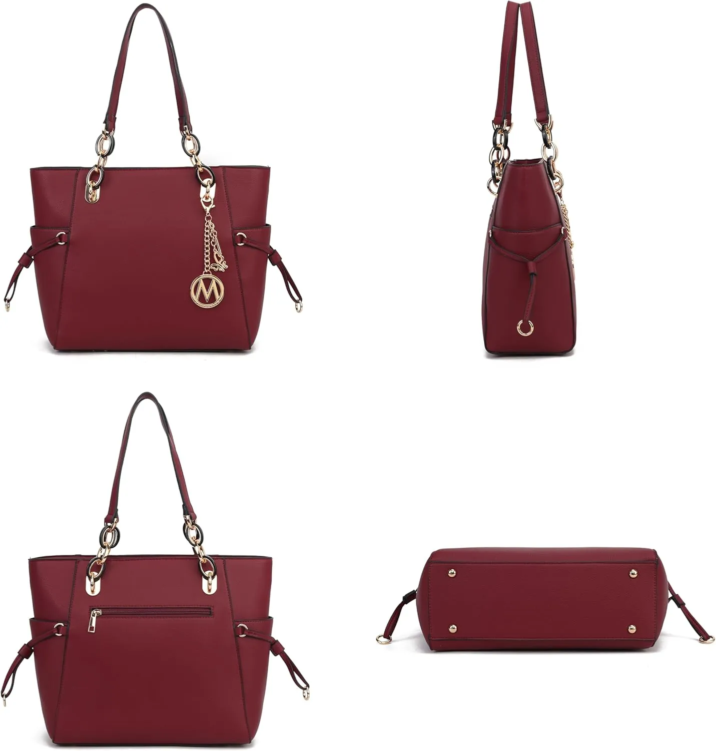 MKF Collection Women's Tote Bag With Wristlet Wallet Bag, Solid Vegan Leather Handbag Purse Set by Mia K