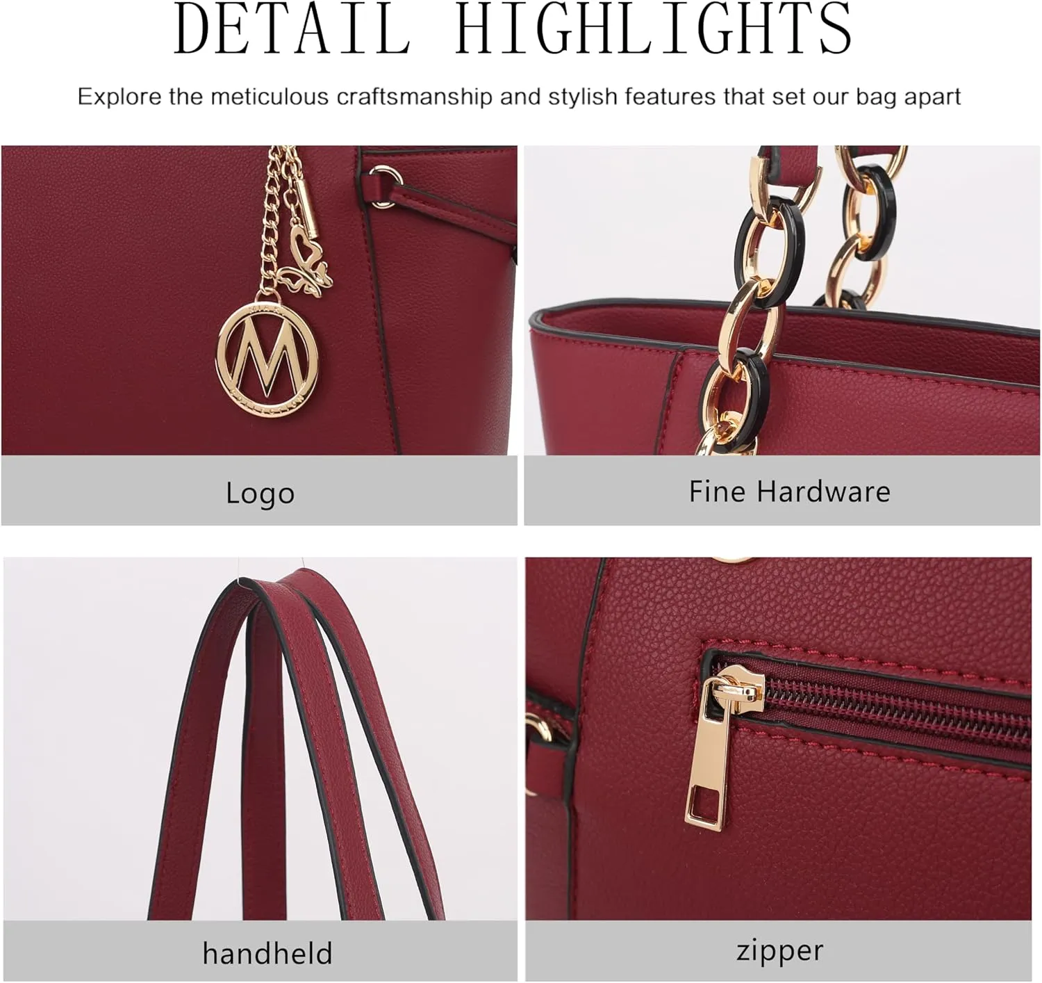 MKF Collection Women's Tote Bag With Wristlet Wallet Bag, Solid Vegan Leather Handbag Purse Set by Mia K
