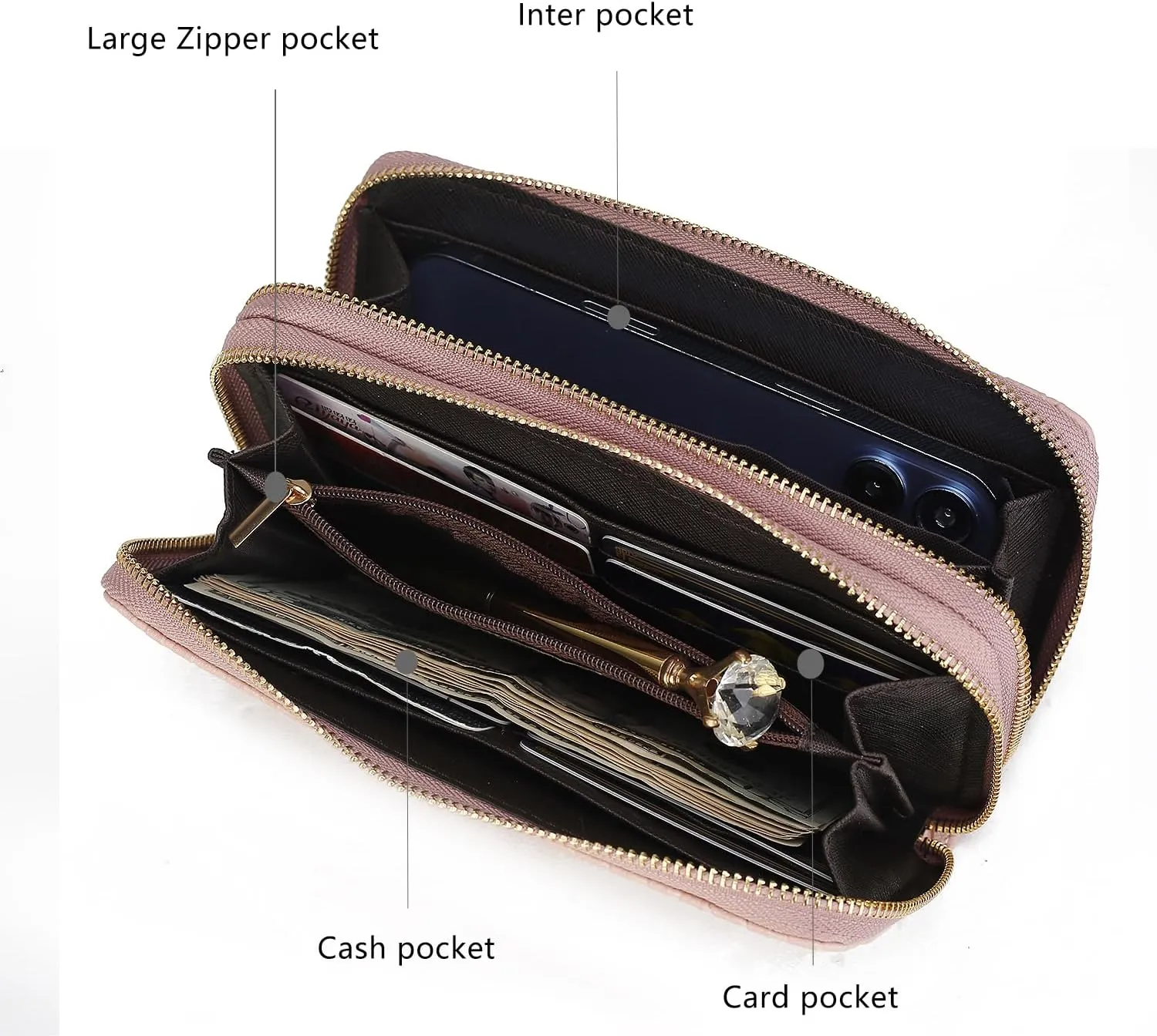 MKF Collection Wristlet Wallet for Women, Small Vegan Leather Credit Card Holder with Zipper Coin Pocket Wallet Purse Handbag By Mia K