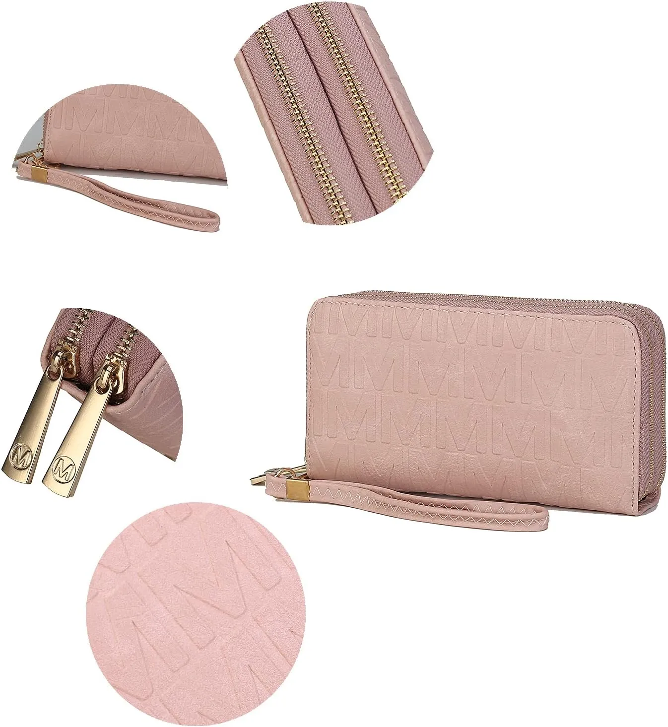 MKF Collection Wristlet Wallet for Women, Small Vegan Leather Credit Card Holder with Zipper Coin Pocket Wallet Purse Handbag By Mia K