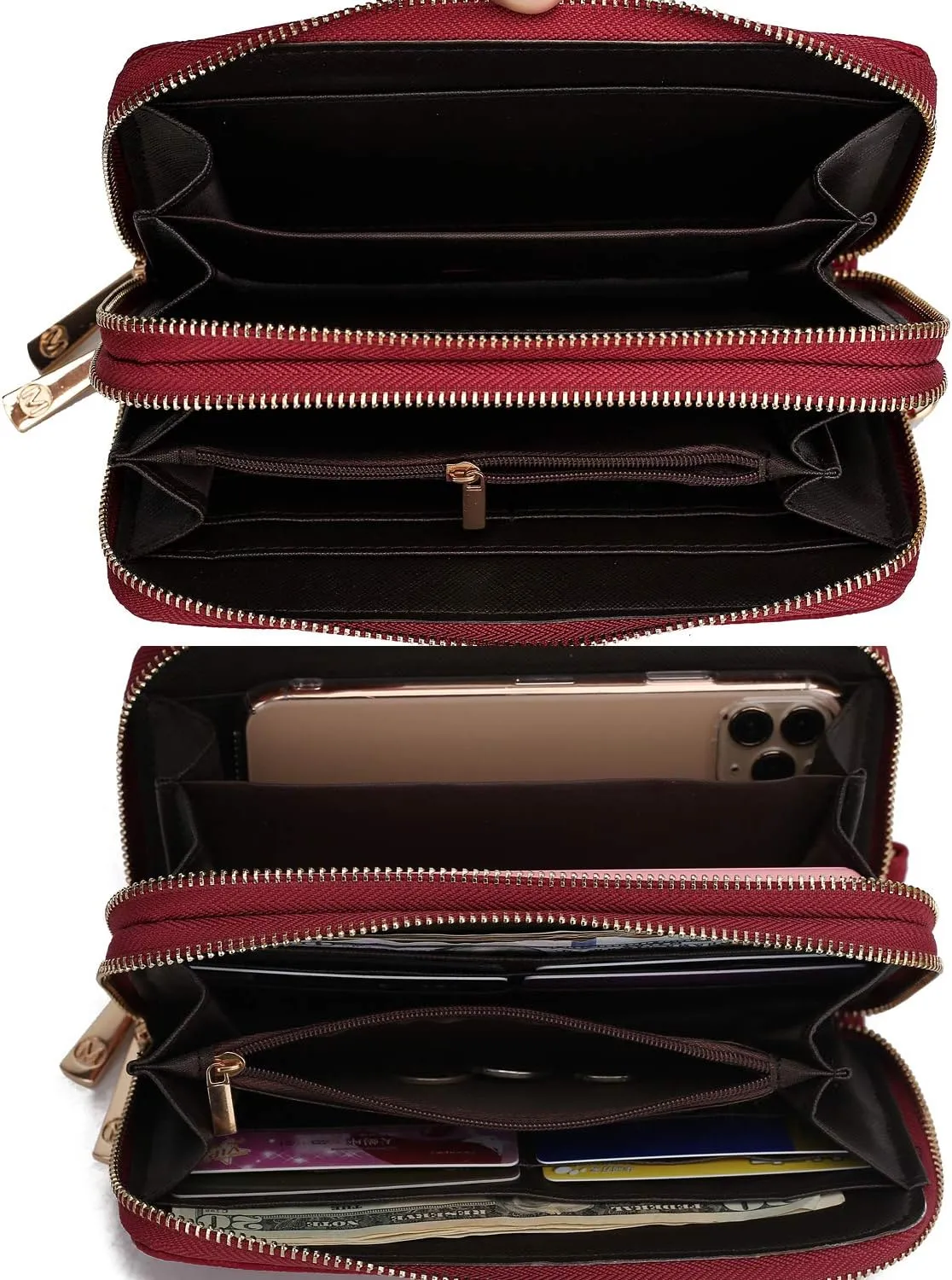 MKF Collection Wristlet Wallet for Women, Small Vegan Leather Credit Card Holder with Zipper Coin Pocket Wallet Purse Handbag By Mia K