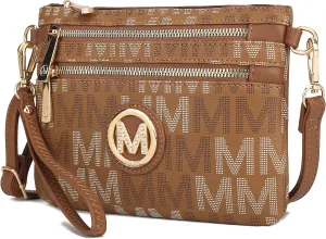 MKF Crossbody Bag for Women, Wristlet Strap – PU Leather Shoulder Handbag – Small Pocketbook Messenger Purse Black