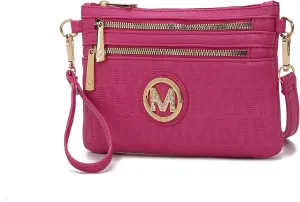 MKF Crossbody Bag for Women, Wristlet Strap – PU Leather Shoulder Handbag – Small Pocketbook Messenger Purse Black