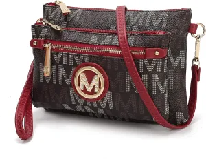 MKF Crossbody Bag for Women, Wristlet Strap – PU Leather Shoulder Handbag – Small Pocketbook Messenger Purse Black