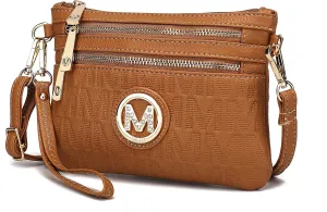 MKF Crossbody Bag for Women, Wristlet Strap – PU Leather Shoulder Handbag – Small Pocketbook Messenger Purse Black