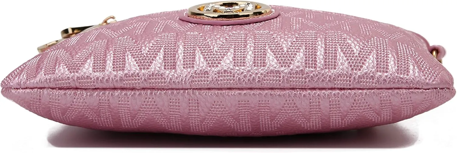 MKF Crossbody Bag for Women, Wristlet Strap – PU Leather Shoulder Handbag – Small Pocketbook Messenger Purse Black