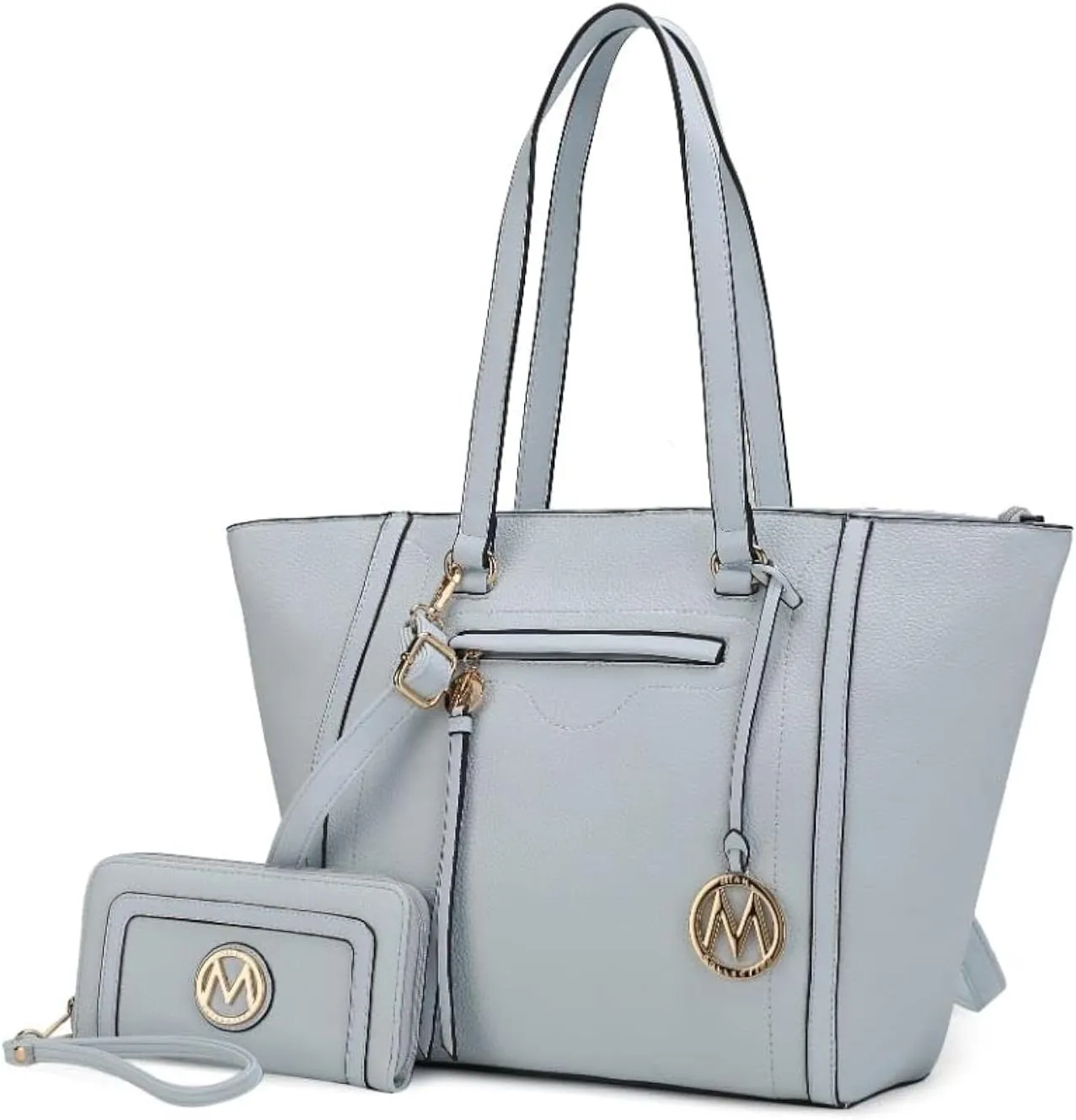 MKF Crossbody Tote Bag for Women & Wristlet Purse Set – PU Leather Top-Handle Satchel Shoulder Handbag