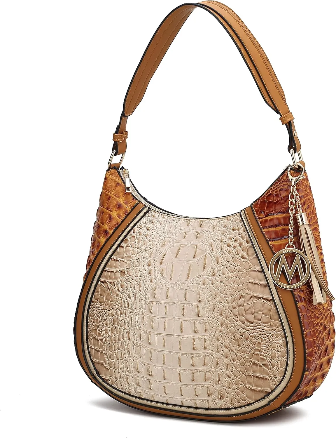 MKF Hobo Bag for Womens Fashion – PU Leather Shoulder Purse Tassel, M Charm – Top Handle Multi-pocket Handbag