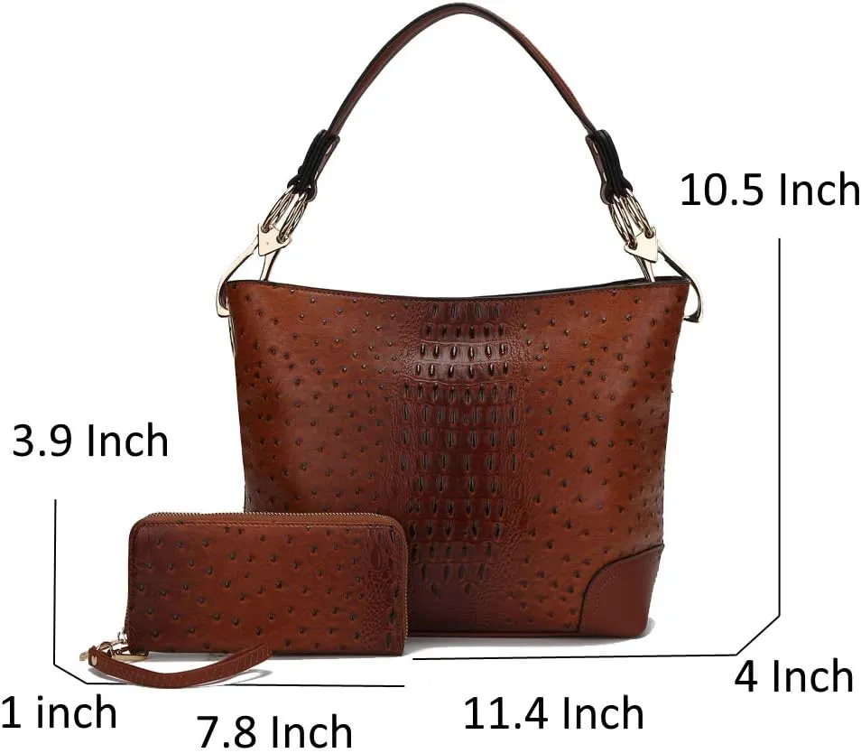 MKF Set Hobo Bag for Women & Wristlet Wallet – PU Leather Designer Handbag Purse – Shoulder Strap Lady Fashion