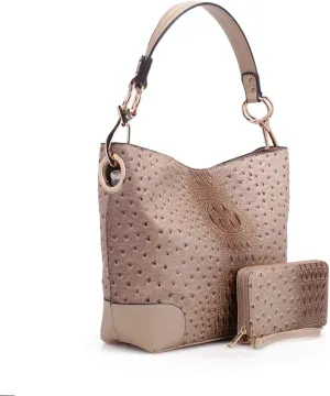 MKF Set Hobo Bag for Women & Wristlet Wallet – PU Leather Designer Handbag Purse – Shoulder Strap Lady Fashion