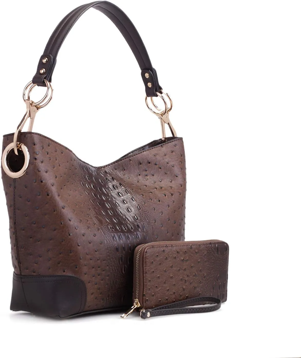 MKF Set Hobo Bag for Women & Wristlet Wallet – PU Leather Designer Handbag Purse – Shoulder Strap Lady Fashion