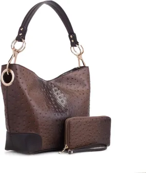 MKF Set Hobo Bag for Women & Wristlet Wallet – PU Leather Designer Handbag Purse – Shoulder Strap Lady Fashion