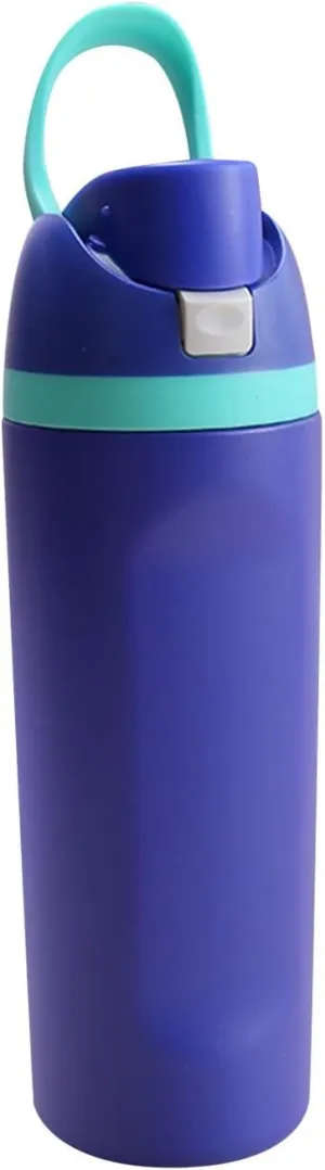 Modern Insulated Water Bottle with Reusable Straw & Carry Handle, Fits in Car Cup Holder, Leakproof Stainless Steel Water Bottles for Sports Travel Work School, 20oz Blue
