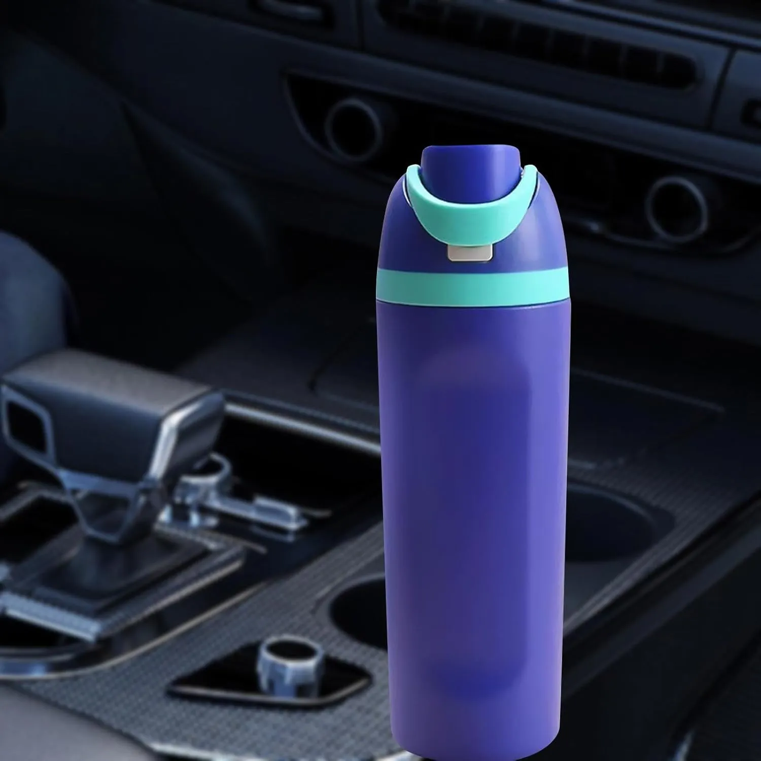 Modern Insulated Water Bottle with Reusable Straw & Carry Handle, Fits in Car Cup Holder, Leakproof Stainless Steel Water Bottles for Sports Travel Work School, 20oz Blue