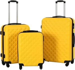 Modern Yellow Hardcase Trolley Set for Travel, Secure and Stylish, 3-Piece Lightweight Luggage Collection
