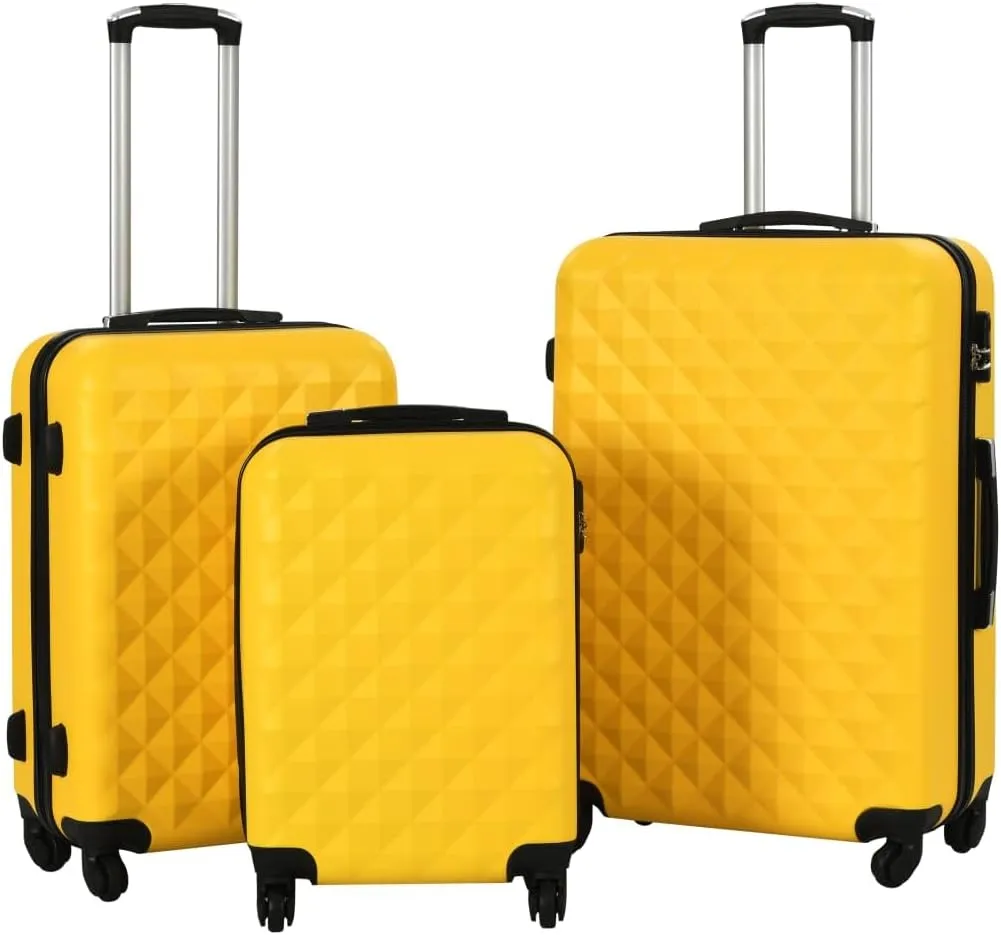 Modern Yellow Hardcase Trolley Set for Travel, Secure and Stylish, 3-Piece Lightweight Luggage Collection