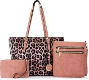 Montana West Purses for Women Tote Bag 3Pcs Set Leopard Print Satchel Handbags