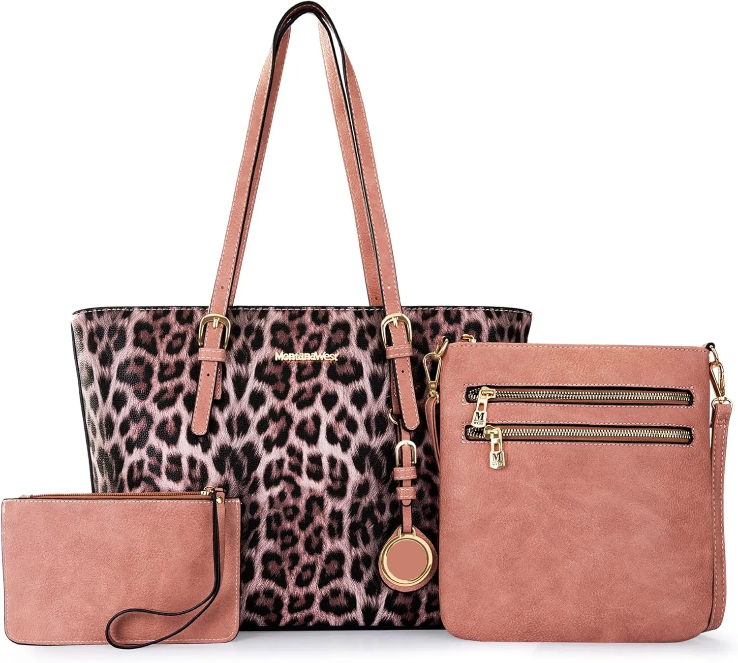 Montana West Purses for Women Tote Bag 3Pcs Set Leopard Print Satchel Handbags