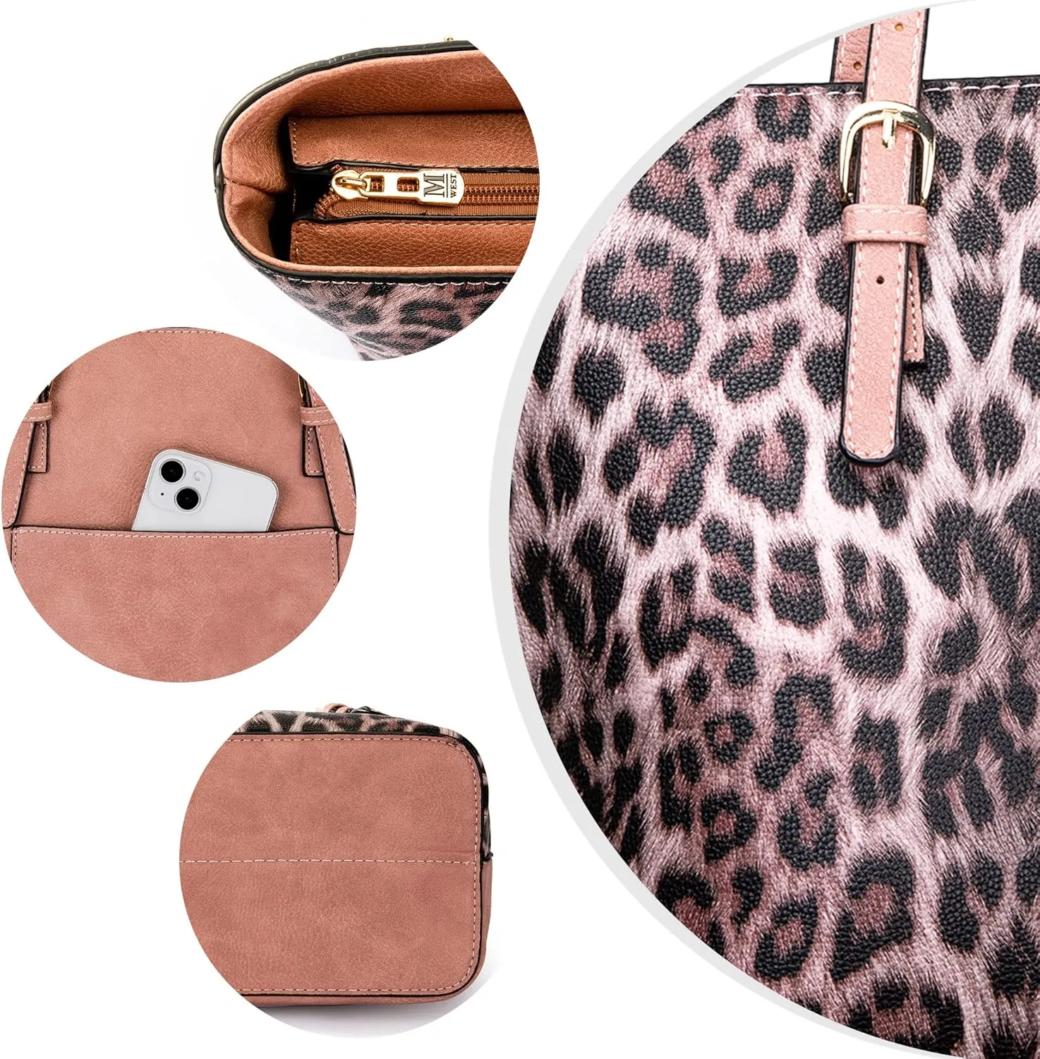 Montana West Purses for Women Tote Bag 3Pcs Set Leopard Print Satchel Handbags