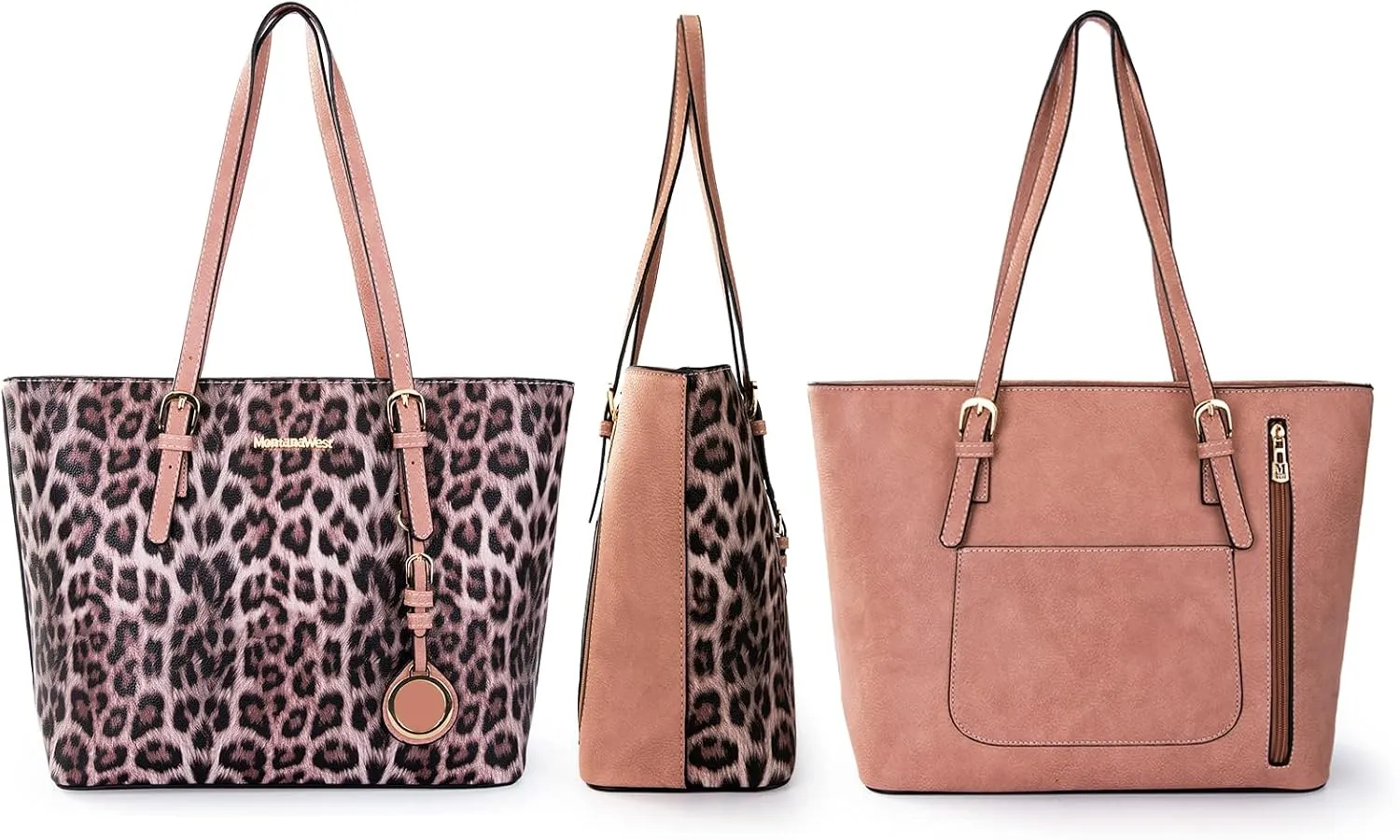 Montana West Purses for Women Tote Bag 3Pcs Set Leopard Print Satchel Handbags