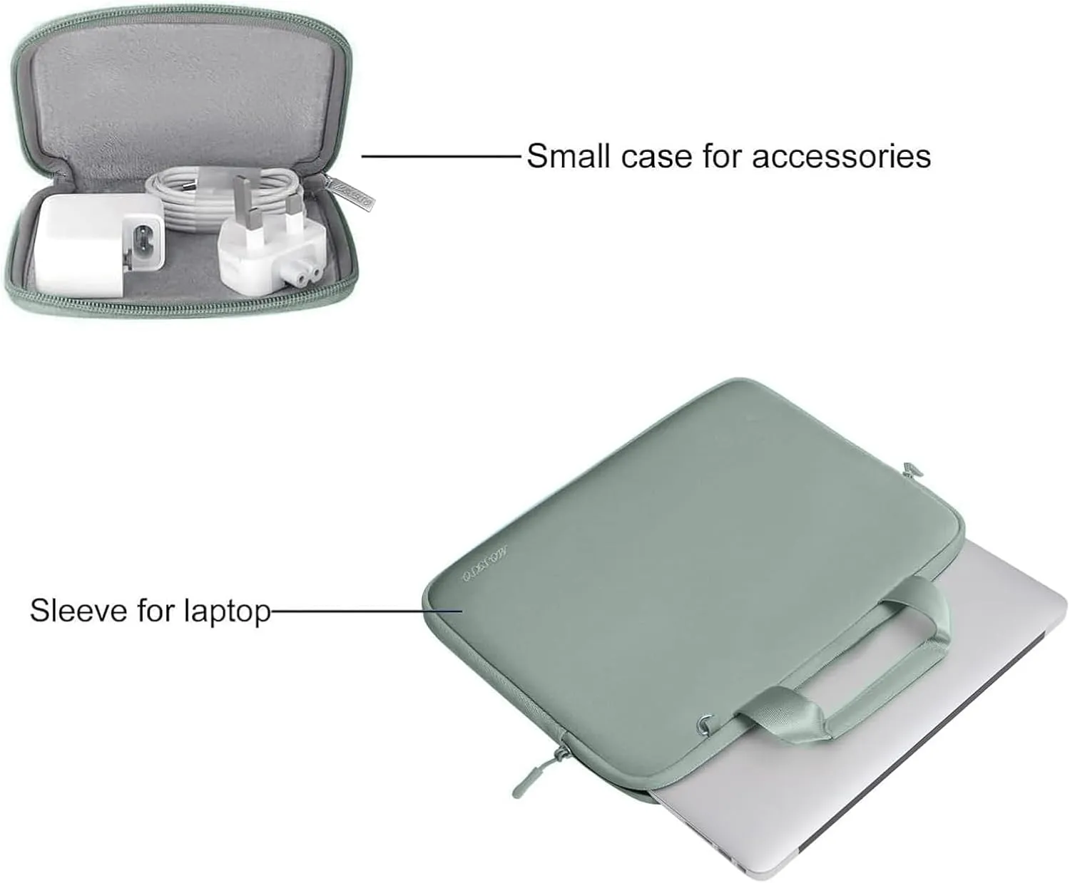 MOSISO Laptop Case 13.3 inch, 13-13.3 inch Laptop Sleeve Bag Compatible with MacBook Air/Pro 13 / Pro 14, HP Dell ASUS, Neoprene Carrying Computer Bag with Handle&Detachable Small Case, Antique Green