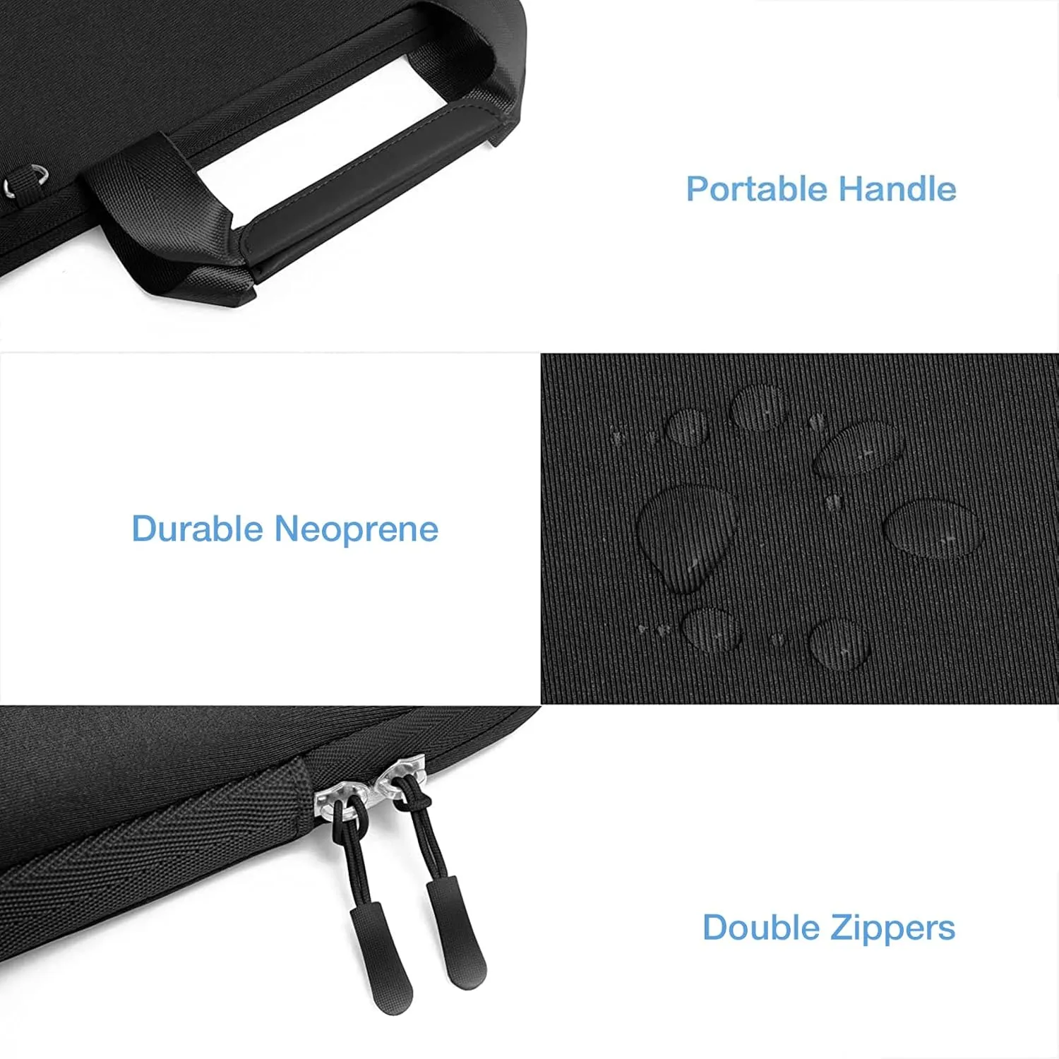 MOSISO Laptop Case 13.3 inch, 13-13.3 inch Laptop Sleeve Bag Compatible with MacBook Air/Pro 13 / Pro 14, HP Dell ASUS, Neoprene Carrying Computer Bag with Handle&Detachable Small Case, Black