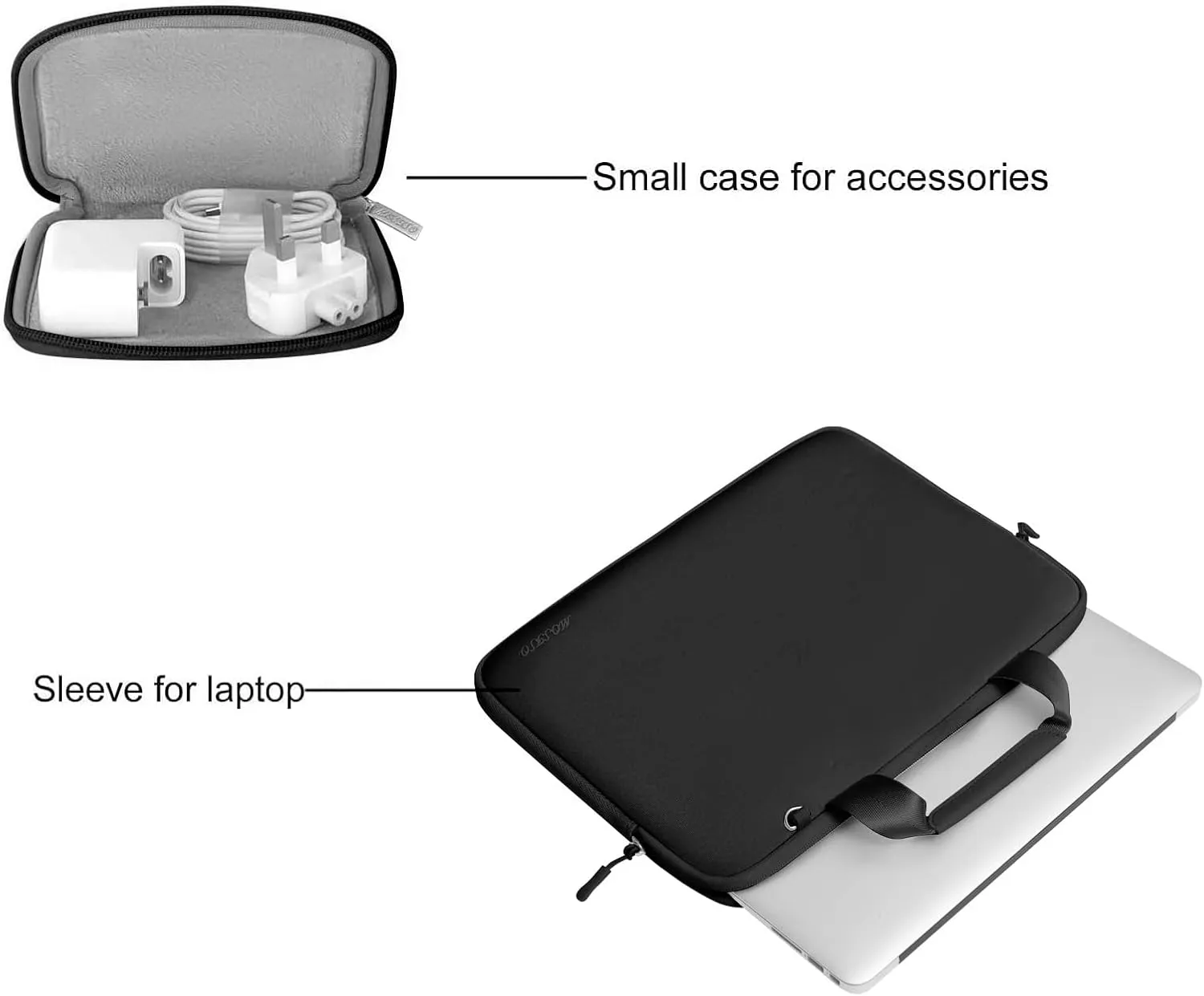 MOSISO Laptop Case 13.3 inch, 13-13.3 inch Laptop Sleeve Bag Compatible with MacBook Air/Pro 13 / Pro 14, HP Dell ASUS, Neoprene Carrying Computer Bag with Handle&Detachable Small Case, Black