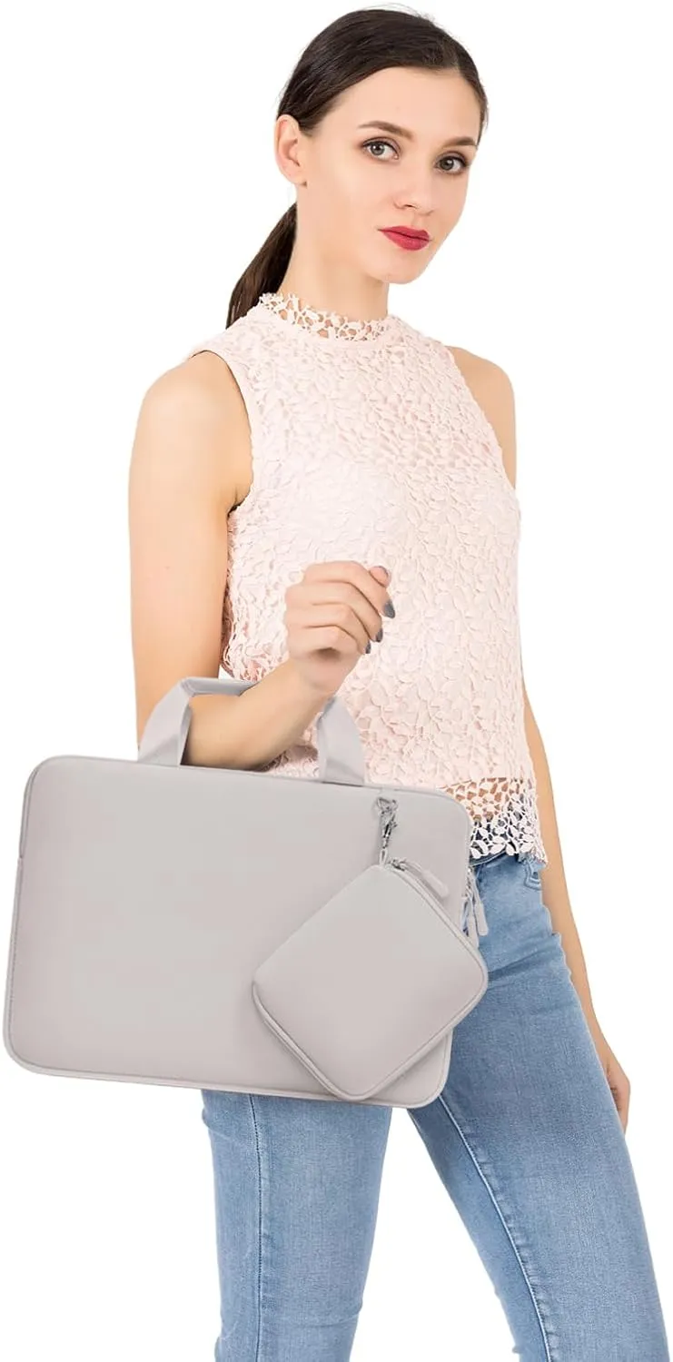 MOSISO Laptop Case 13.3 inch, 13-13.3 inch Laptop Sleeve Bag Compatible with MacBook Air/Pro 13 / Pro 14, HP Dell ASUS, Neoprene Carrying Computer Bag with Handle&Detachable Small Case, Stone Gray