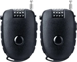 Motorcycle Helmet Lock, 4 Digit Combination 27.5 Inch Retractable Cable Lock for Snowboard, Bike Luggage Backpack Scooter Suitcase Ski, Small Multi-Function Secure Lock for Travel, Black 2 Pcs