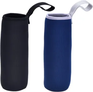 Mudder 2 Pieces Water Bottle Sleeve Neoprene Carrier Nylon Sleeve for 19.4 oz Glass Water Bottle, 550 ml (Black and Navy Blue)